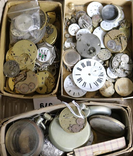 A quantity of assorted wrist and pocket watch parts including movements.